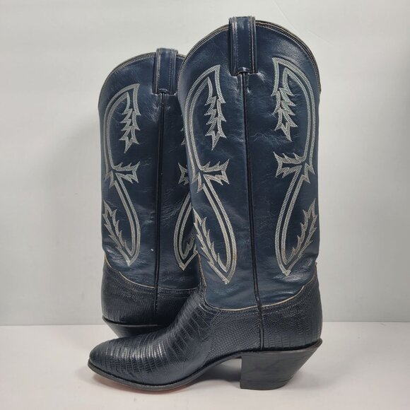 Tony Lama Women's Navy Blue Black Cowboy Boots 14024 US Size 7.5A - Picture 6 of 11